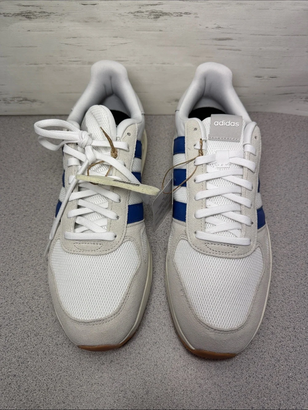 adidas White and Blue Men’s Low-Top Athletic Sneakers